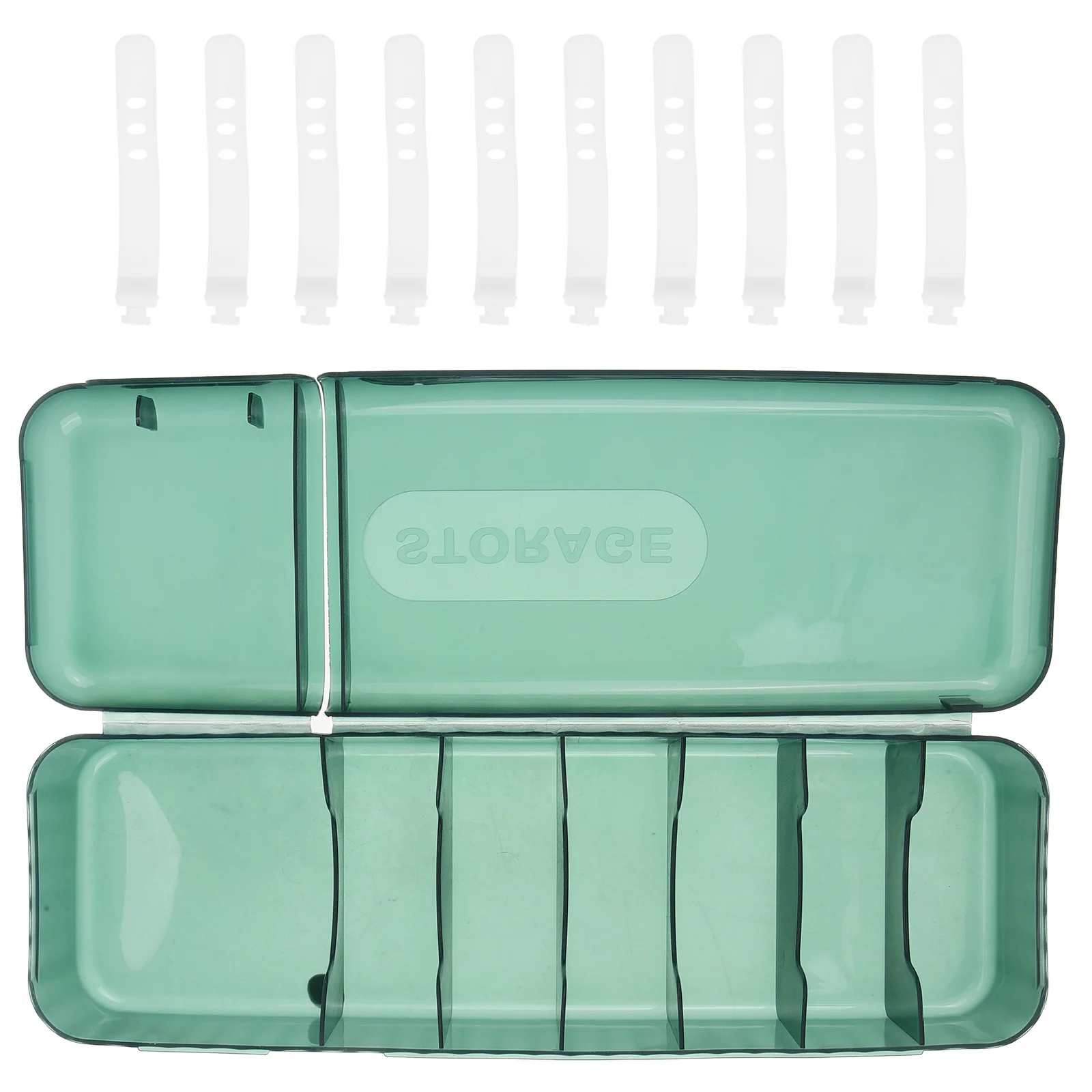 مجموعة واحدة من صندوق منظم كابلات البيانات، حامل سلك بتصميم غطاء متعدد المقصورات لإدارة الملحقات الإلكترونية للمكتب المنزلي