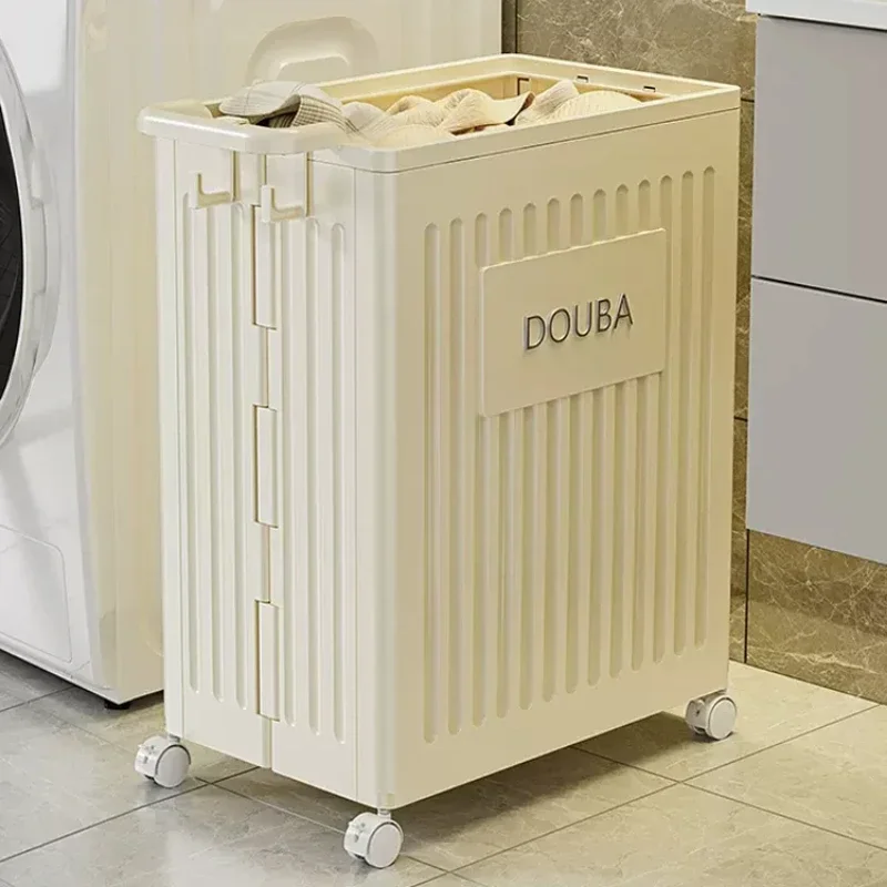 Foldable Household Dirty Cloth Basket Large Capacity Storager Thick Laundry Crates Mobile Narrow Container Useful Dormitory Box