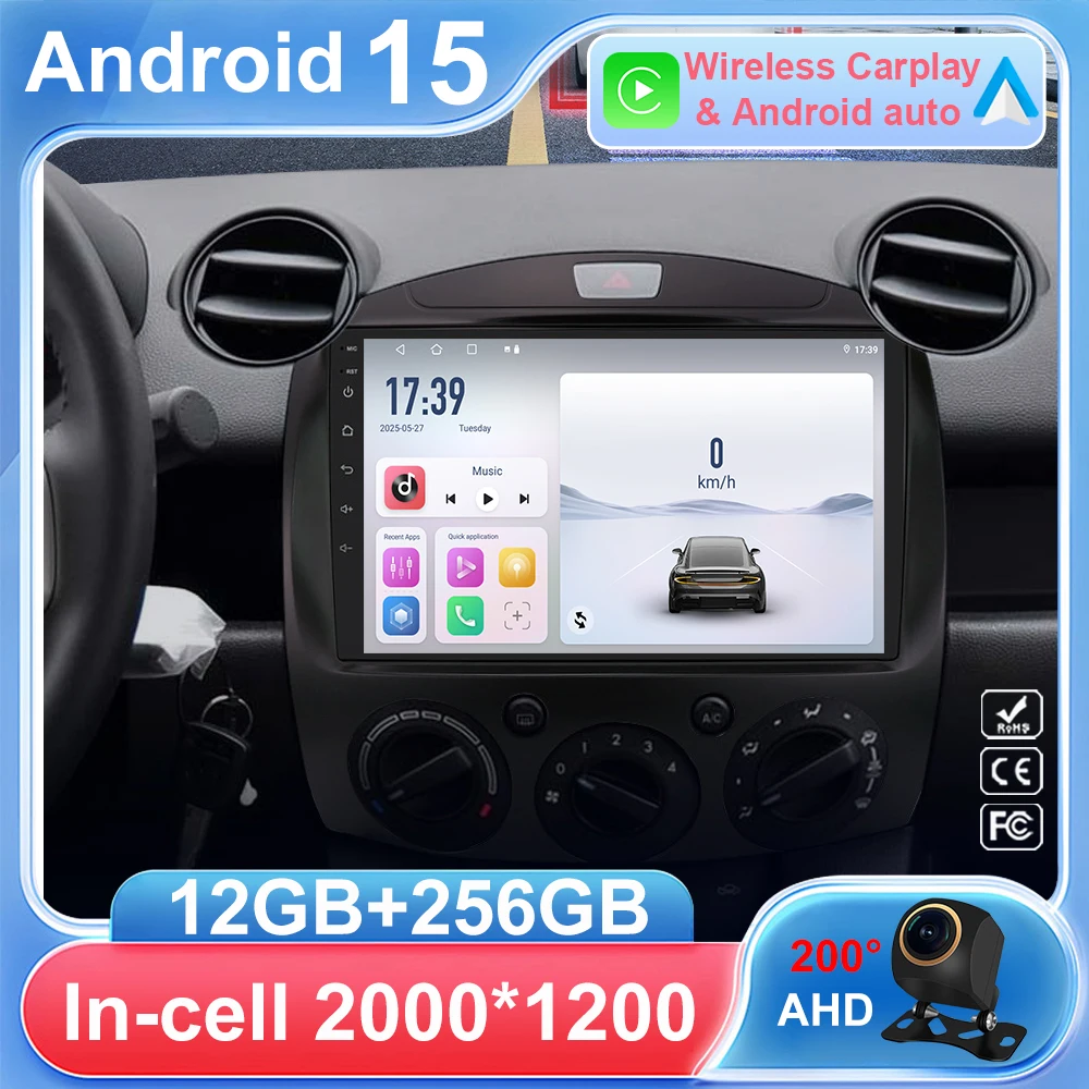 

Автомобильный радиоприемник Android 15 для MAZDA 2 Mazda2 2007-2014 Мультимедийный плеер GPS Видеоплеер Навигация DSP Беспроводной Carplay 4G WIFI