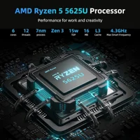 Texhoo MINI PC AMD Ryzen5 5625U 7530U R7-5800H DDR4 16G 2666MHz 512G SSD Pcle3.0 WIFI6 BT5.2 4.3GHz Desktop Computer Office PC 3