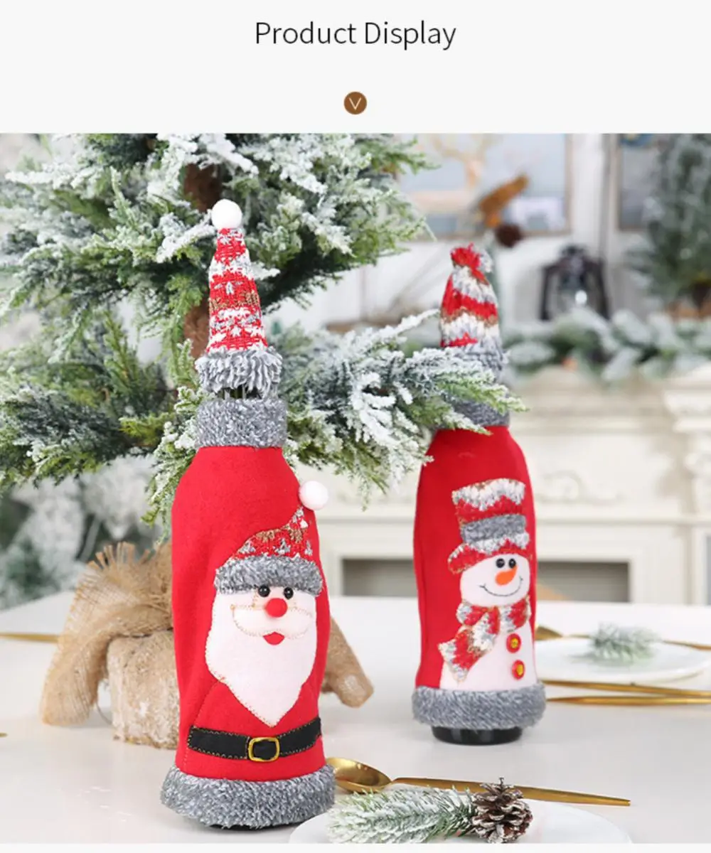 Christmas decorations Red wine bottle storage bag Red wine bottle bag Champagne bottle cover Printed wine bag Atmosphere layout