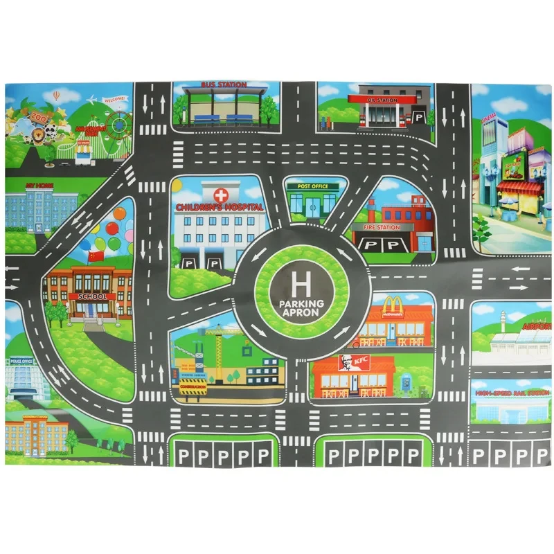 130*100CM Road Map tappeto per bambini parcheggio Roadmap 83*58CM City Traffic Map of Road Boy Girls giocattolo educativo giochi striscianti