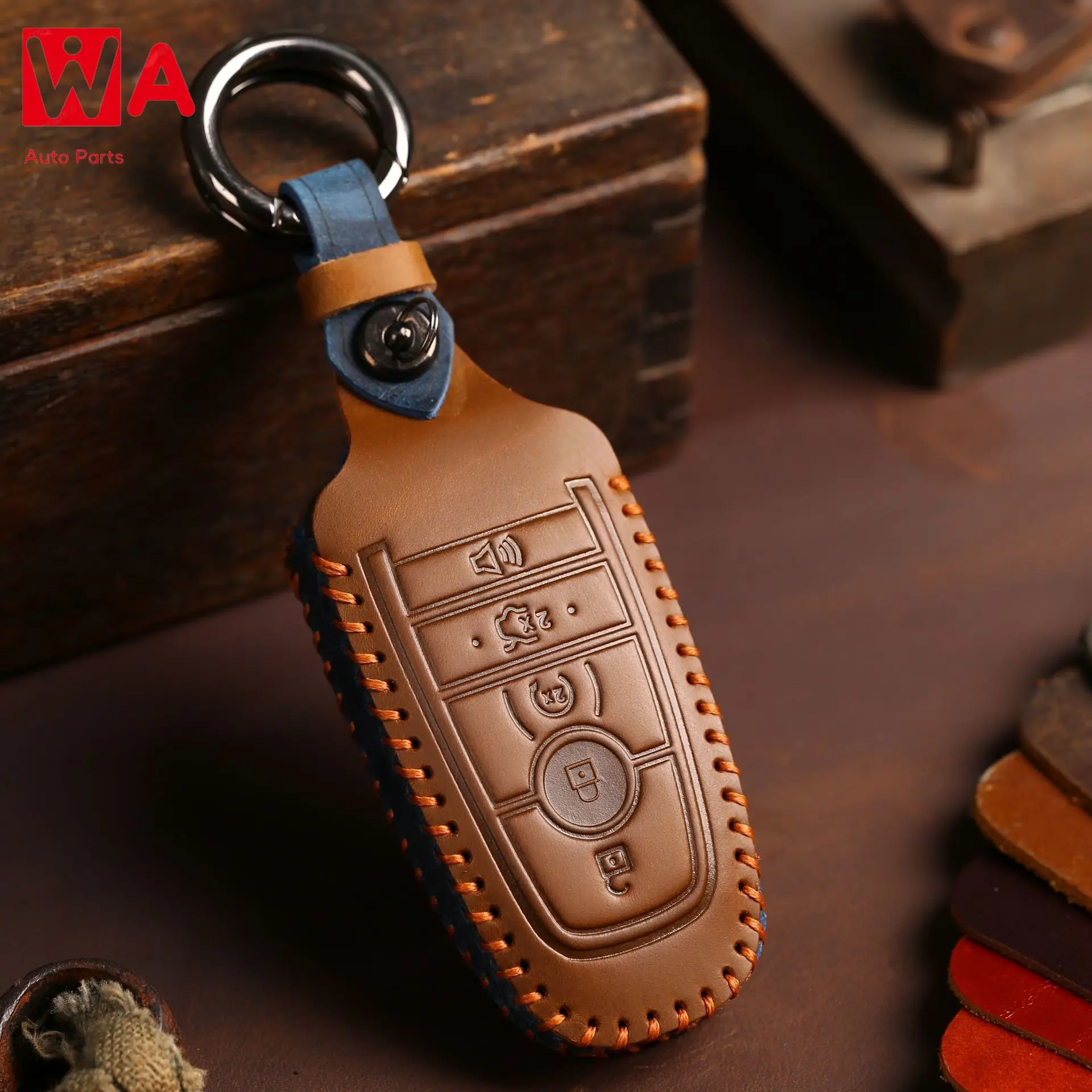 

Fob Protector Car Key Case Cover Leather Keychain Holder Accessories For Ford Fusion F150 F250 Mustang Explorer Edge EcoSport