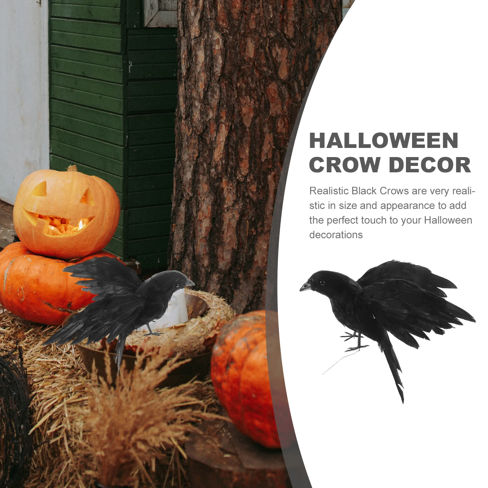 

Simulated Plume Crow Wood nament Realistic Halloween Decoration Scary Props Lightweight Durable Goose FeatherHaunted