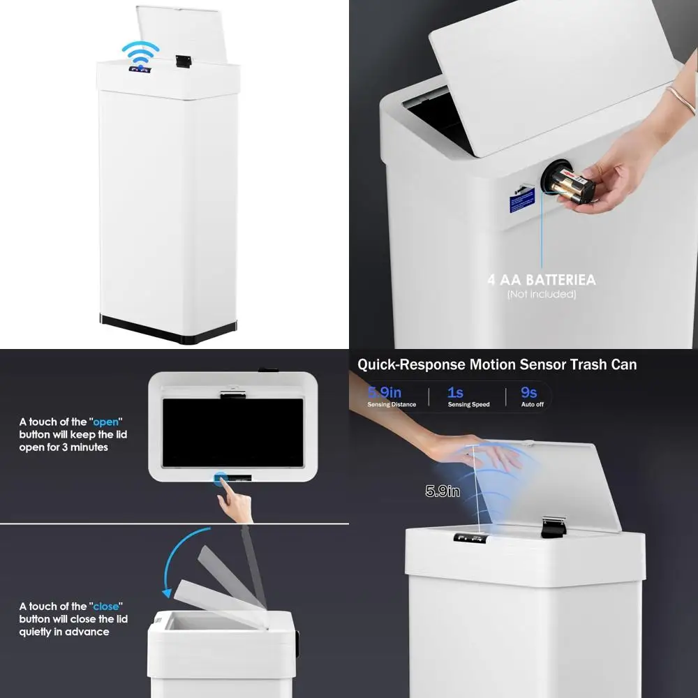 

Motion Sensor Trash Can 18.5 Gallon, Touchless Automatic Garbage Can, Brushed Stainless Steel Smart Bin with Bag Holder, Ideal f