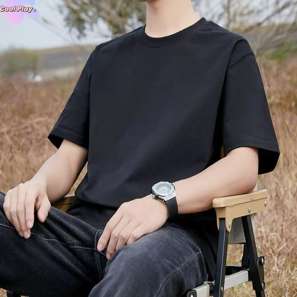 

Fashion Round Neck T Shirts for Men Simple Large Size Short Sleeve T-shirt Loose Bottoming Shirt Men's Basic T-shirt All-match