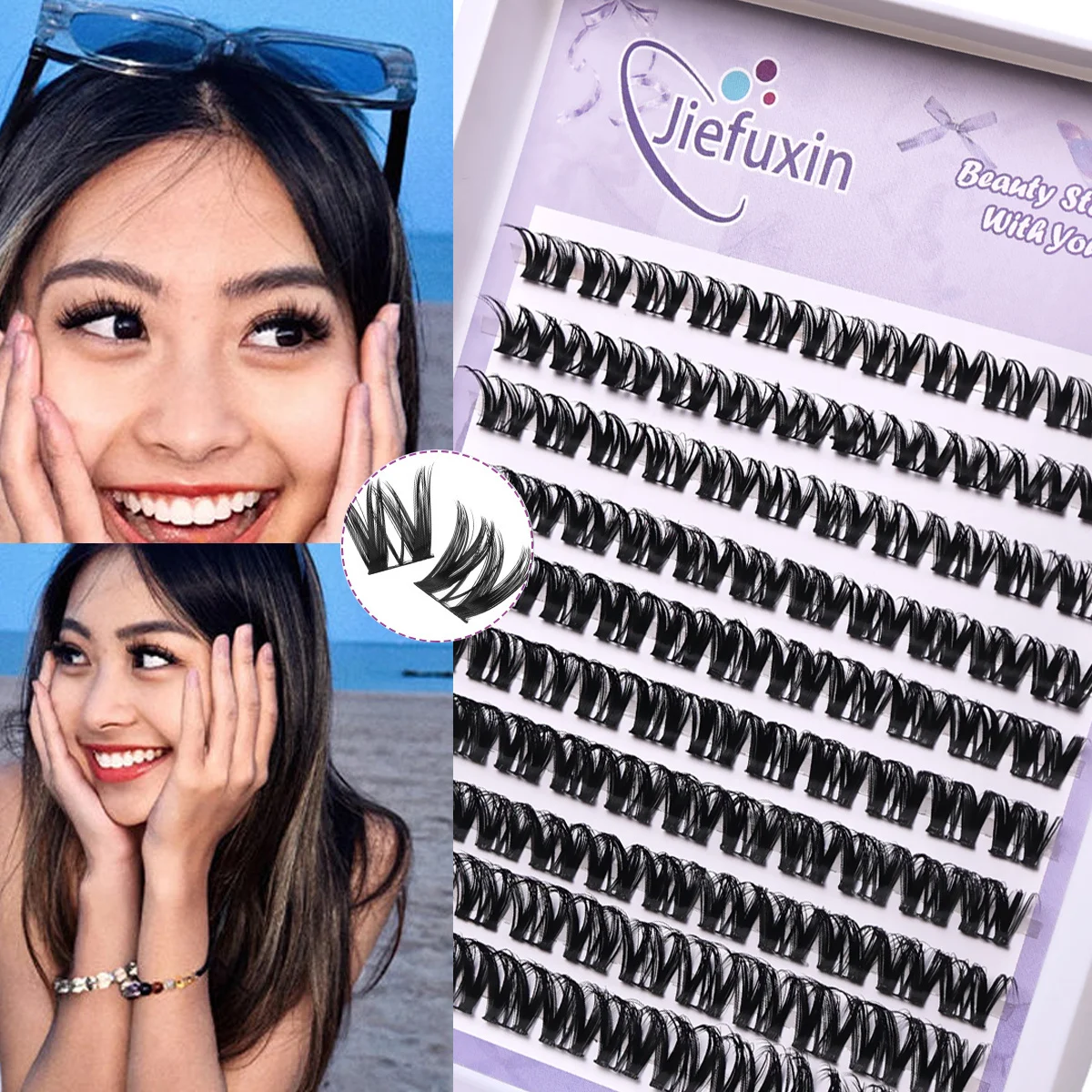 Individual Mixed D Curl Lash Clusters Fluffy Voluminous DIY Eyelash Extensions Self Application Eye Makeup Bundles