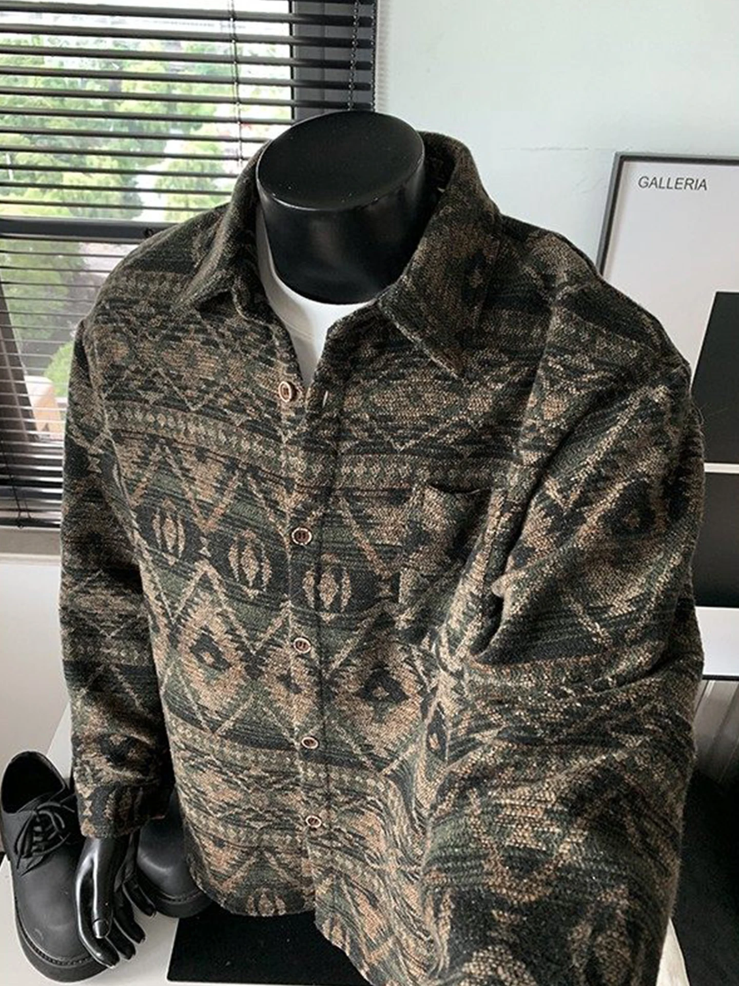 

Мужская шерстяная куртка в стиле барокко, винтажное свободное пальто с лацканами, осень-зима, модная городская повседневная верхняя одежда