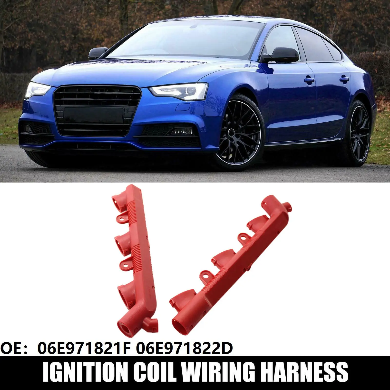 빨간색 점화 코일 엔진 와이어 와이어링 하네스, 아우디 A4 A5 A6 A7 A8 Q5 Q7 2009-2017, 06E971821F 06E971822D