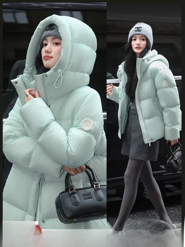 

Snow Mountain 95 White Du down Hooded Puffer Jaet Women's Winter High Fill Power Warm Outerwear ort And Long Sles