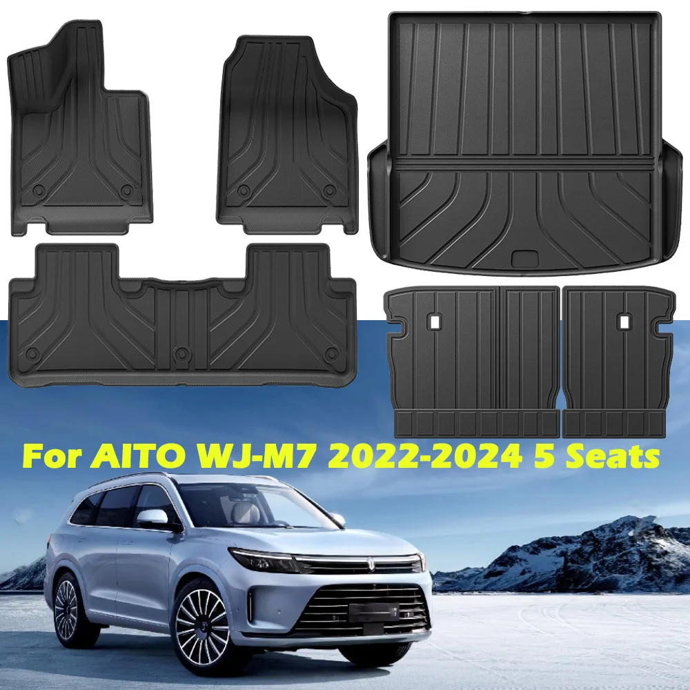 

Floor Mats & Trunk Mat for AITO WJ-M7 2022-2024 5 Seats,All Weather Protection TPE Full Mat Car Floor Liners Accessories