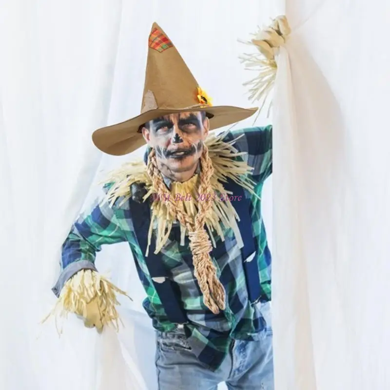 49ME الفزاعة قبعة الفزاعة زي الساحرة قبعة هالوين زي قبعات الحفلات #1