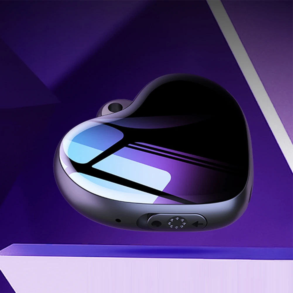 

Voice Activated Recorder Heart Shape Small Audio Player LED Indicator Micro Recording Pendant for Lectures Meetings Interviews