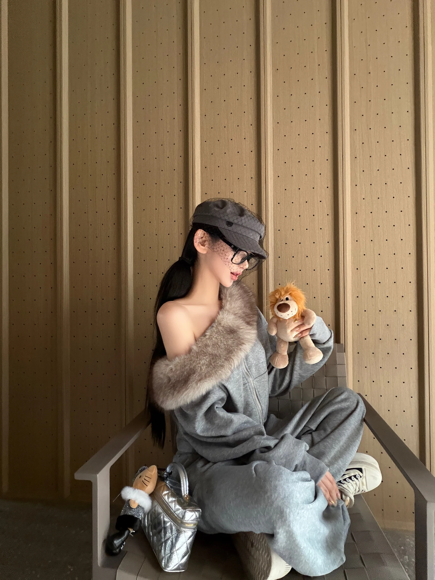 

ChiclyNana Women's Cloud Sensation One oulder Jaet Loose Wide Leg Pants Lazy Sweatirt Set Spring High Waist Long Sve