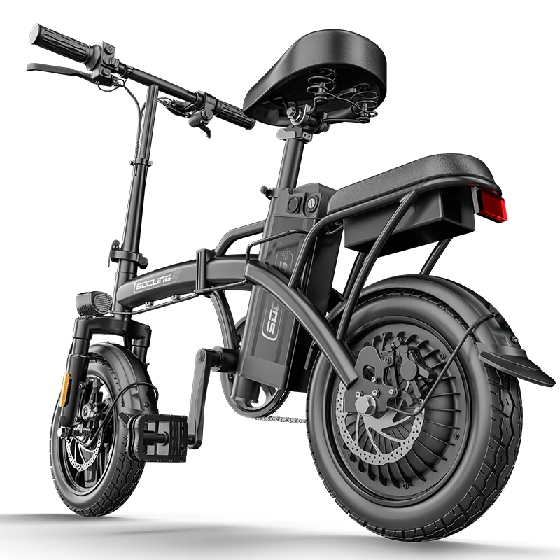G11 14 Inch Folding Electric Bike 48V 10Ah Removable Lithium Battery Dual Disc Brake Portable Foldable Ebike Dual Shock Absorb E Bicycle for Adult City Commuting image 4