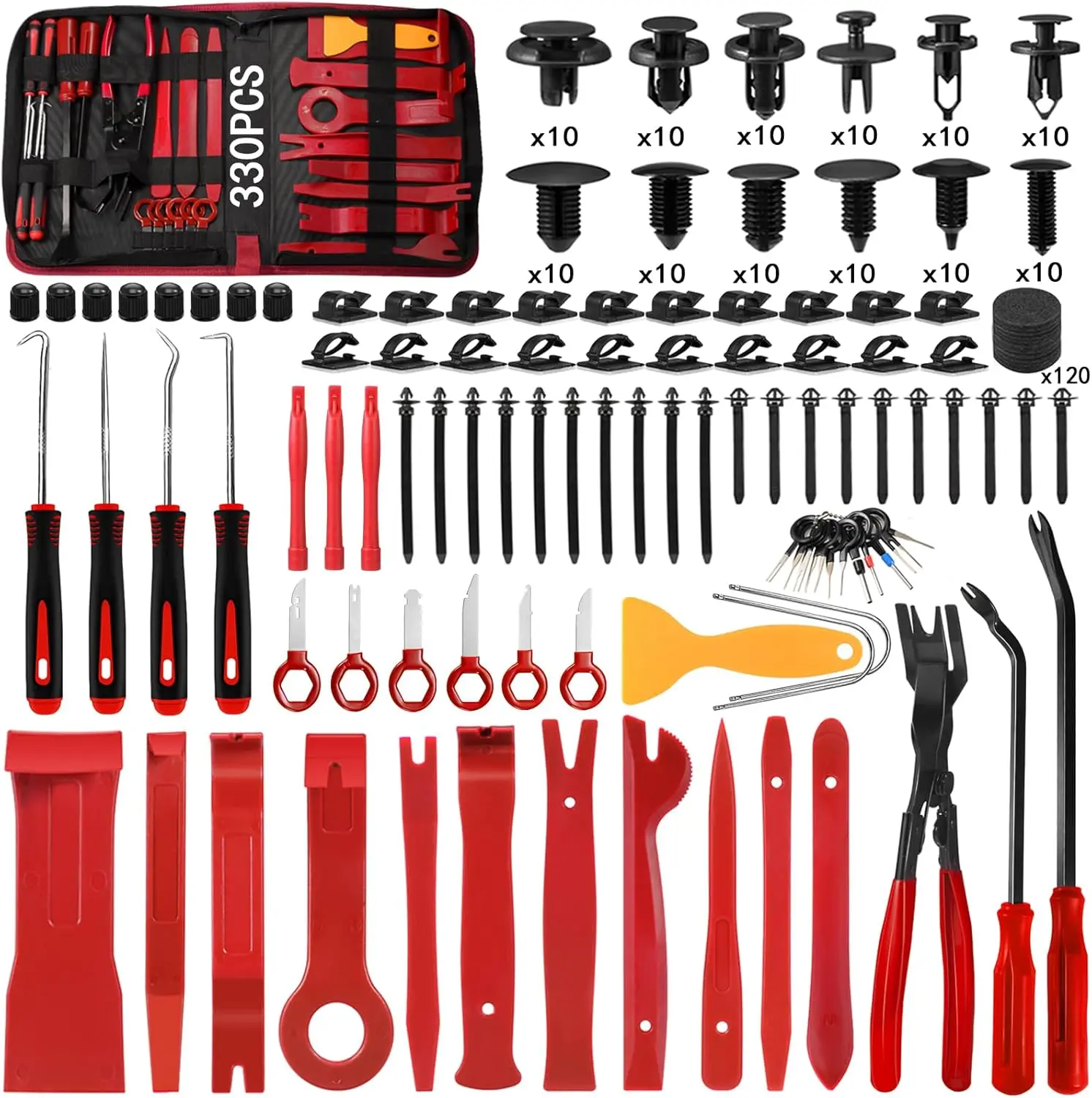 

Trim Removal Tool Kit 330Pcs Auto Panel Door Dash Bumper Clip Pliers Retainer Terminal Remover Set