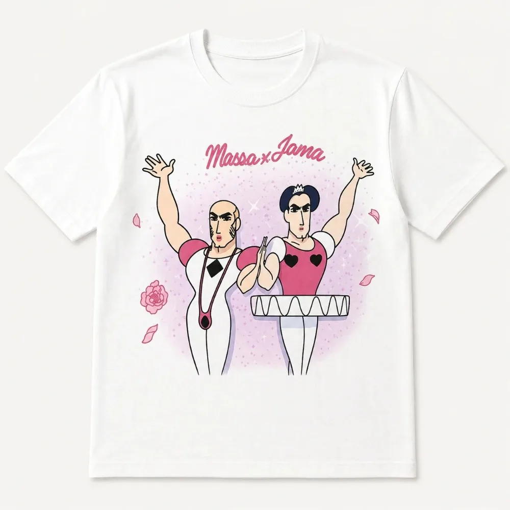 Funny Strong Ballet Character Graphic Print Men T‑Shirt Aesthetic Y2K Style Loose Fit Casual Short Sleeve Tee