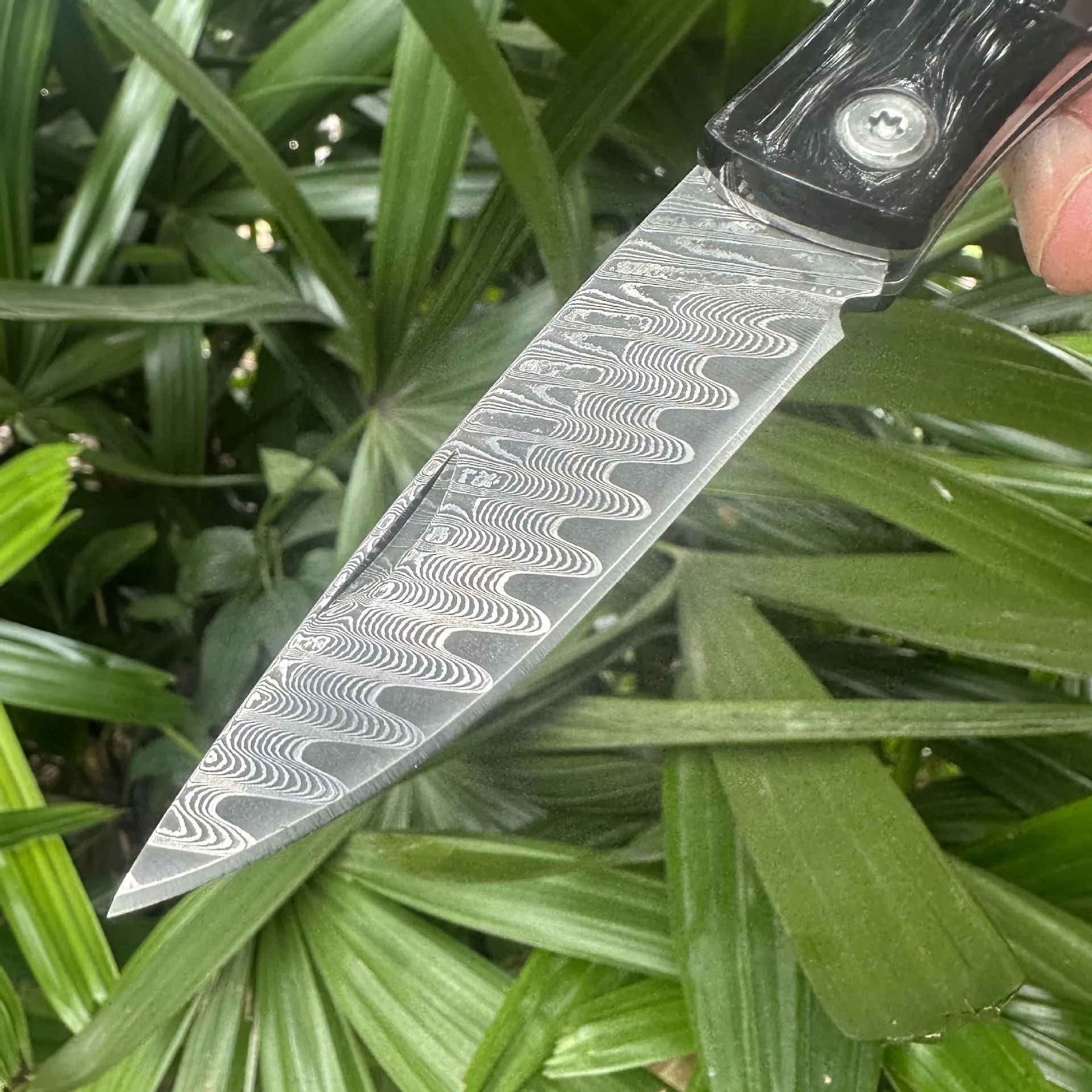 2025 جديد VG10 دمشق سكين للفرد ، مقبض قرن الجاموس المياه ، في الهواء الطلق EDC التخييم بقاء وأداة جامعي #5