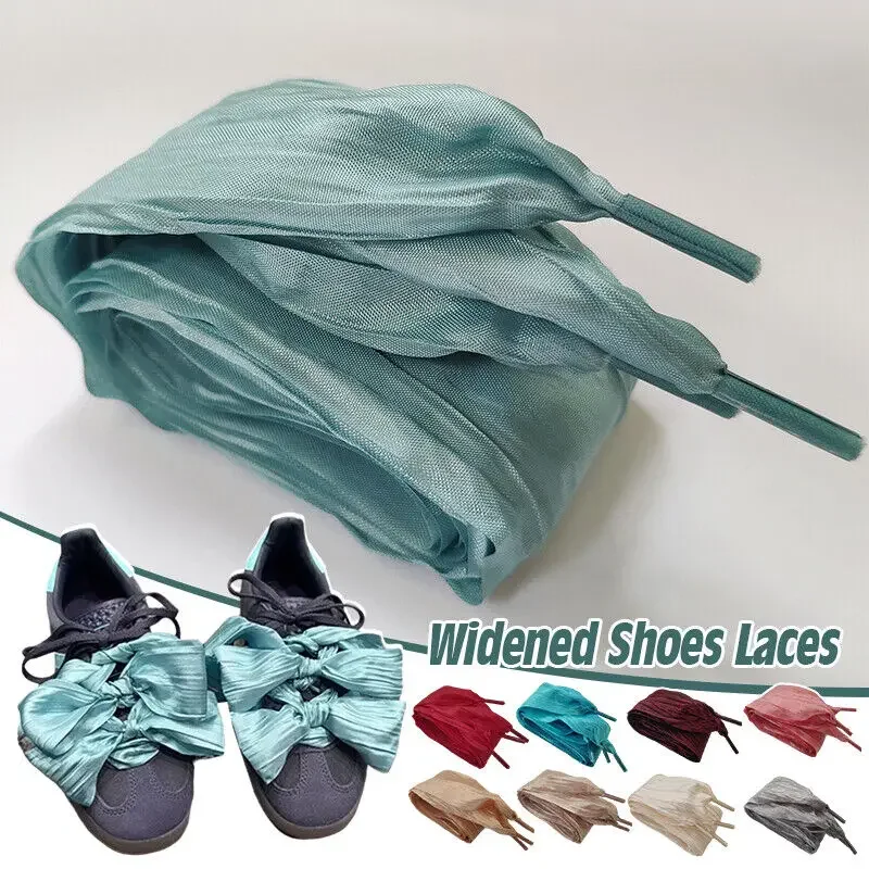 

5 см расширенные шнурки из пряжи с бантом-бабочкой, аксессуары для шнурков, шелковая широкая кружевная лента, белые кроссовки DE, тренировочная обувь, кружево 100 см