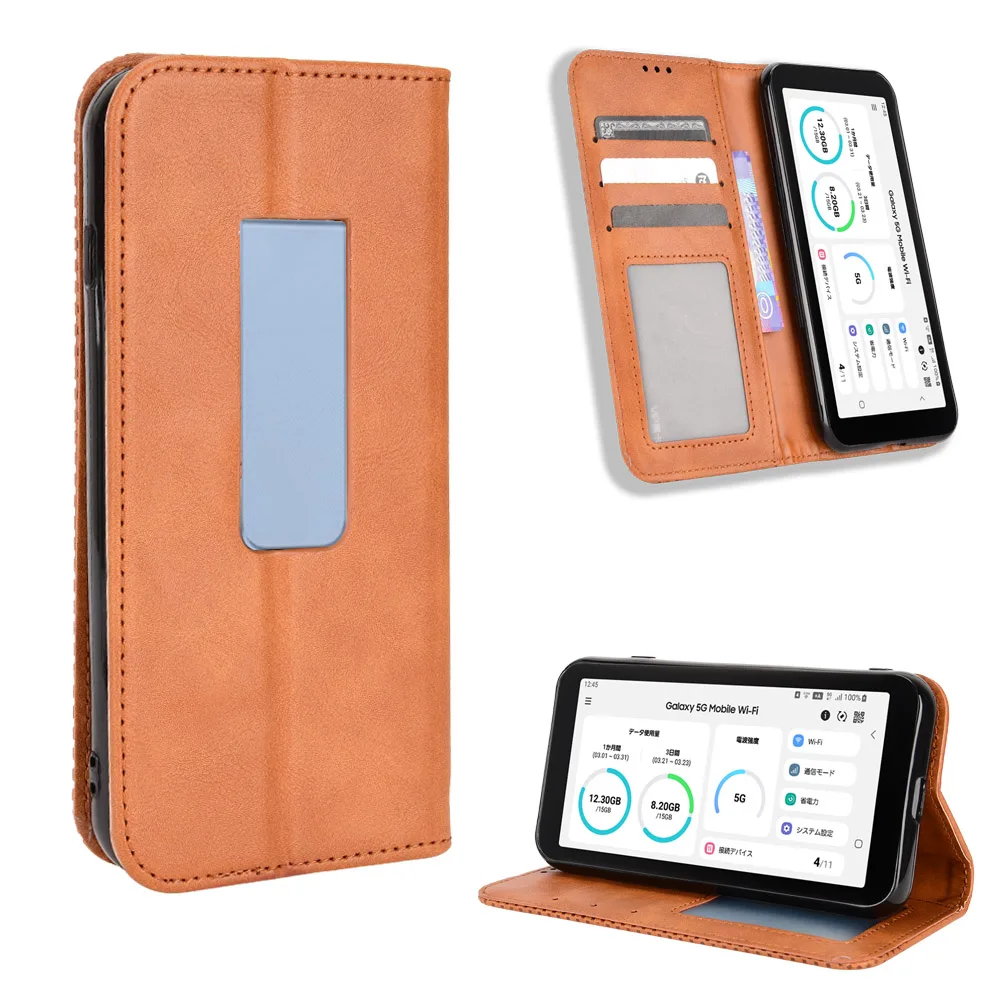 Für samsung galaxy 5g mobile wifi scr01 ledertasche buch flip magnetische auto geschlossen volle abdeckung mobile wifi scr01 taschen