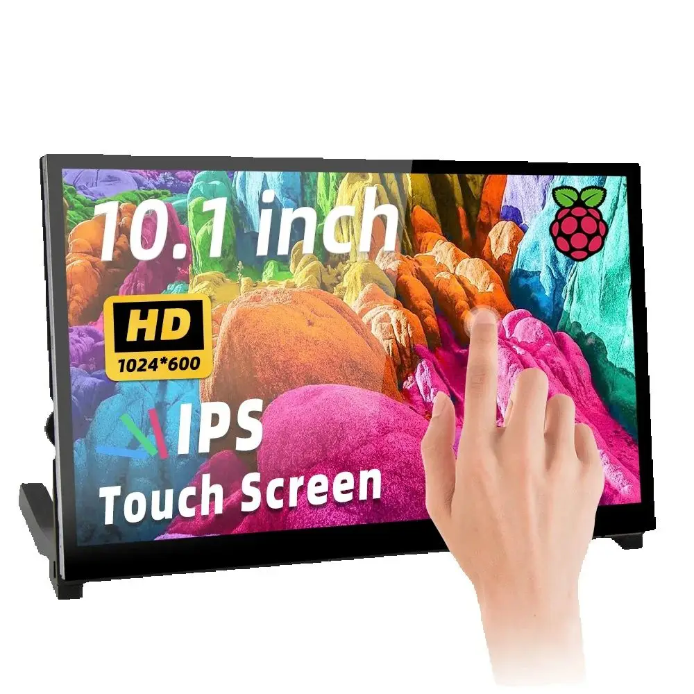 Écran tactile LCD IPS de 10.1 pouces, 1024x600, HDMI, avec support, moniteur pour Raspberry Pi 5 4B 3B