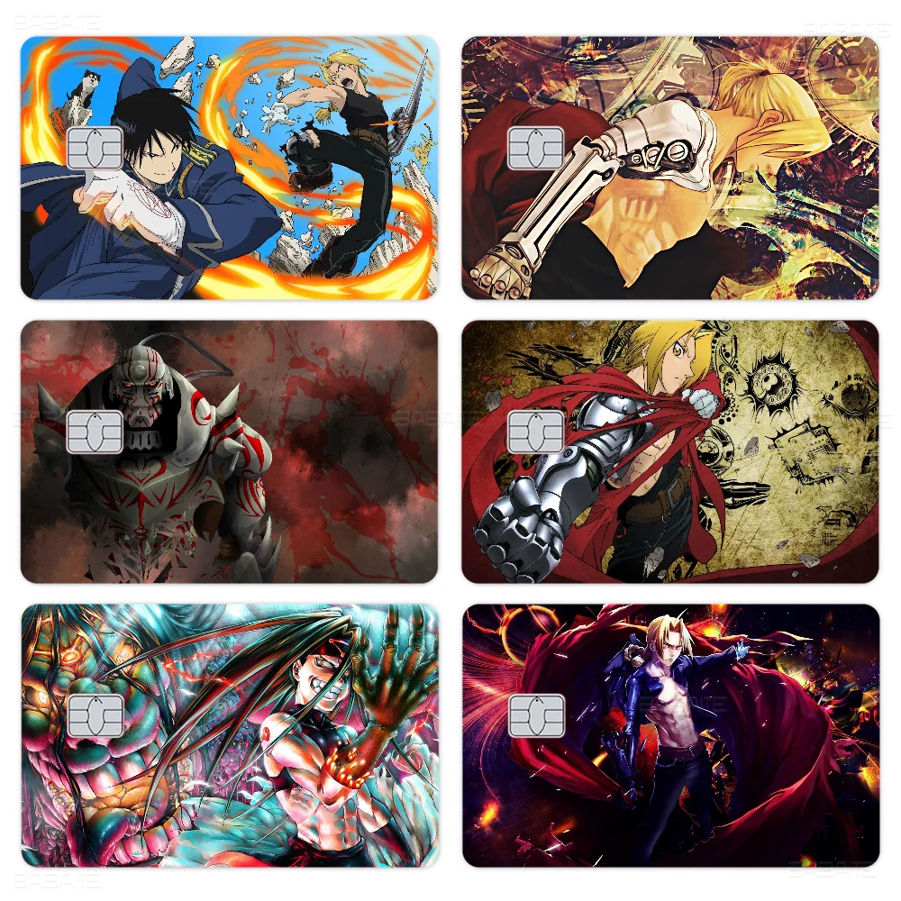 Fullmetal Alchemist  Cartoon Credit Card Skin Stickers for Bank Card Bus Metro Card Sticker Waterproof Women Gift