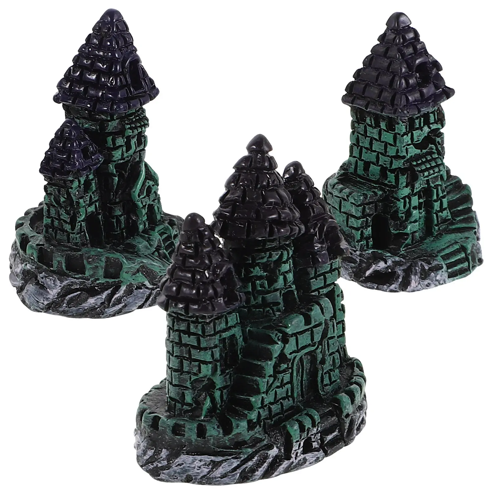 3Pcs Aquarium Castle Decor Resin Miniature Underwater Medieval Castle Fish Tank Decoration for Betta Hiding House Aquatic