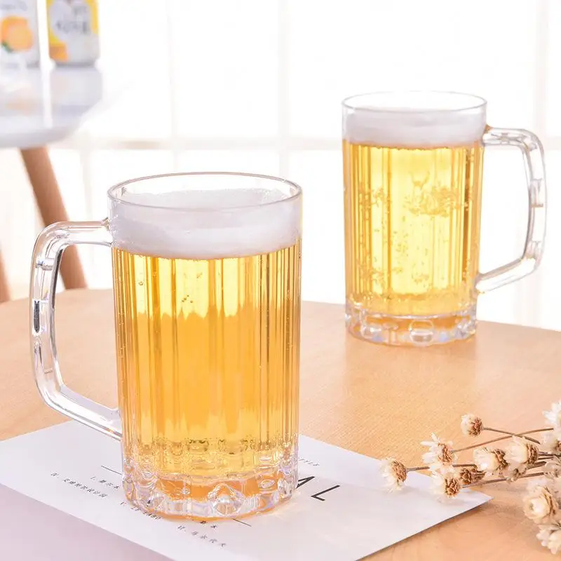 1PCS Acrylic Beer Mug 500ML Unbreakable Clear Plastic Beer Cup Shatterproof Drinking Glass Reusable Barware Beverage Water Juice view 4