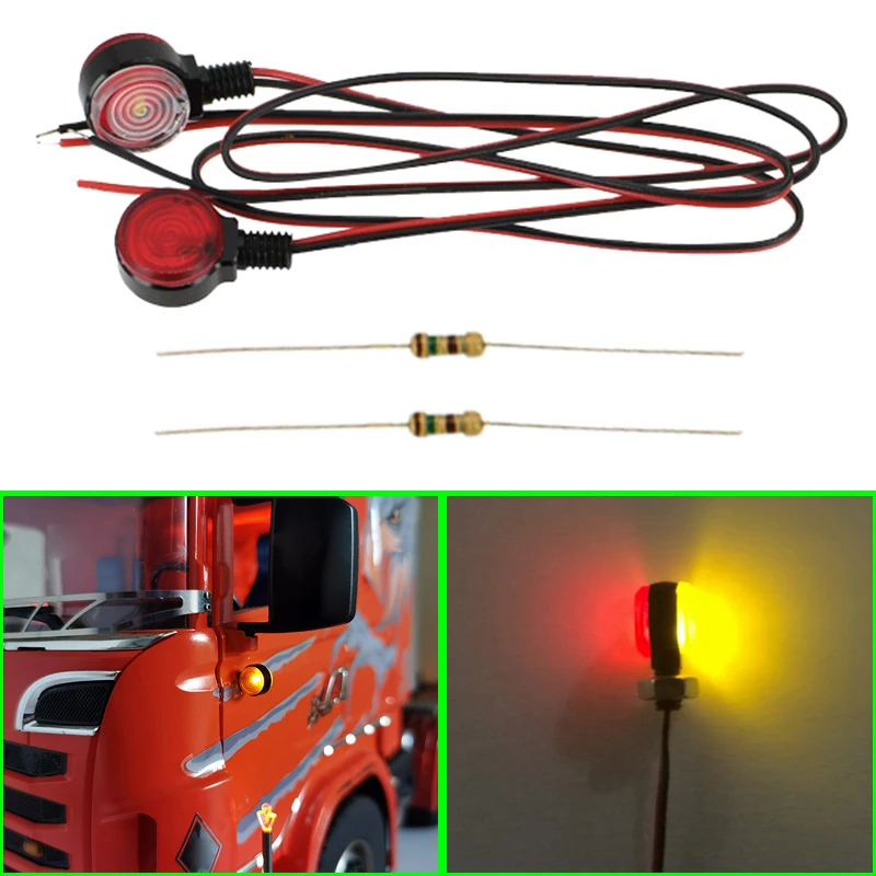 LED Simulation Plastic Side Lights for 1/14 Tamiya RC Truck Car Scania R730 R620 R470 56323 MAN TGS TGX 56325 26329 Parts Toys