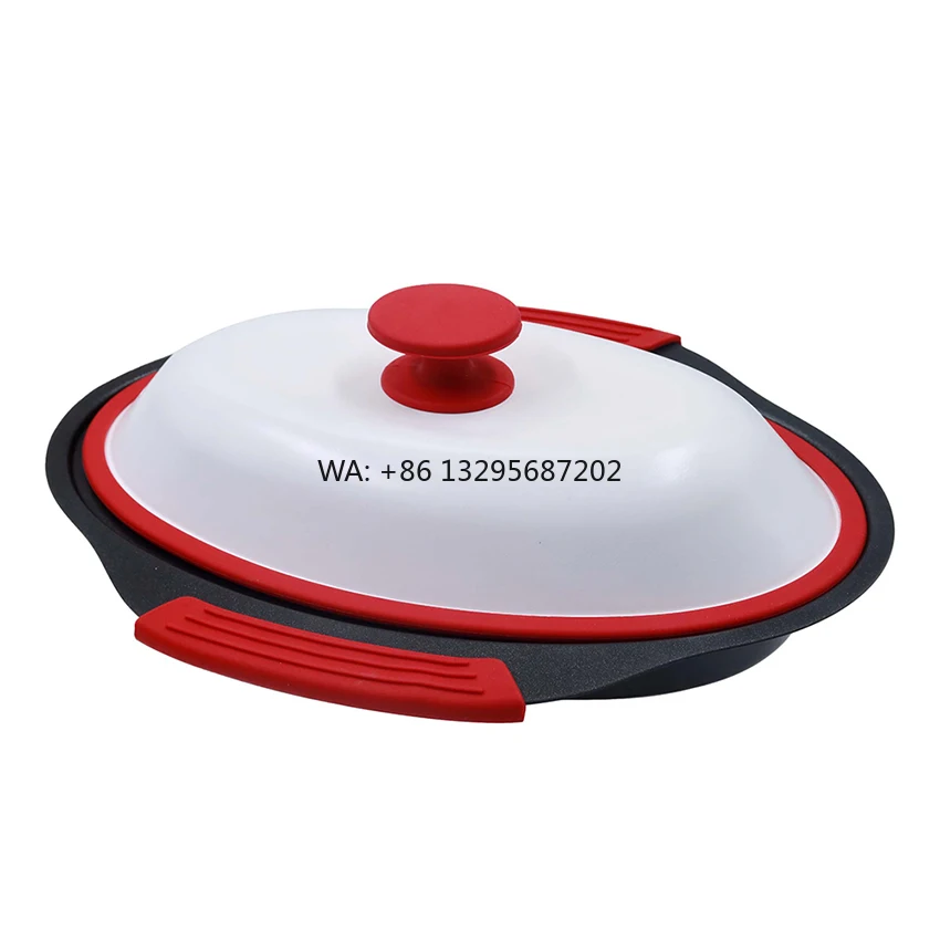 

2pieces Multifunctional Microwave Oven-Compatible Miniature Nonstick Pan With Lid For Crispy Grilling & Frying Recipes