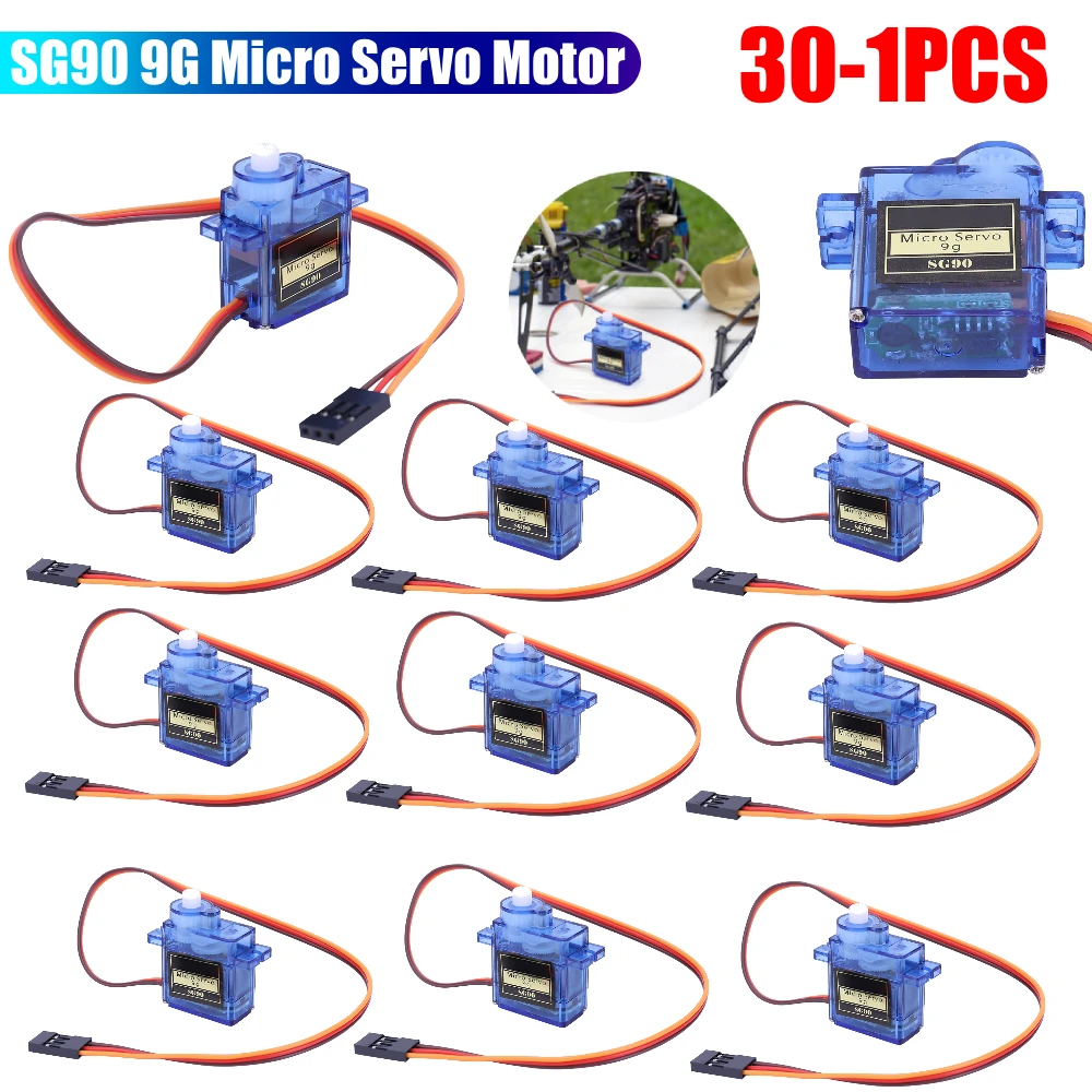 

30-1PCS SG90 9G Micro Servo Motor 180/360 Degree for RC Car Airplane Toy Fixed Wing Helicopter Aircraft Model Micro Servo Motor