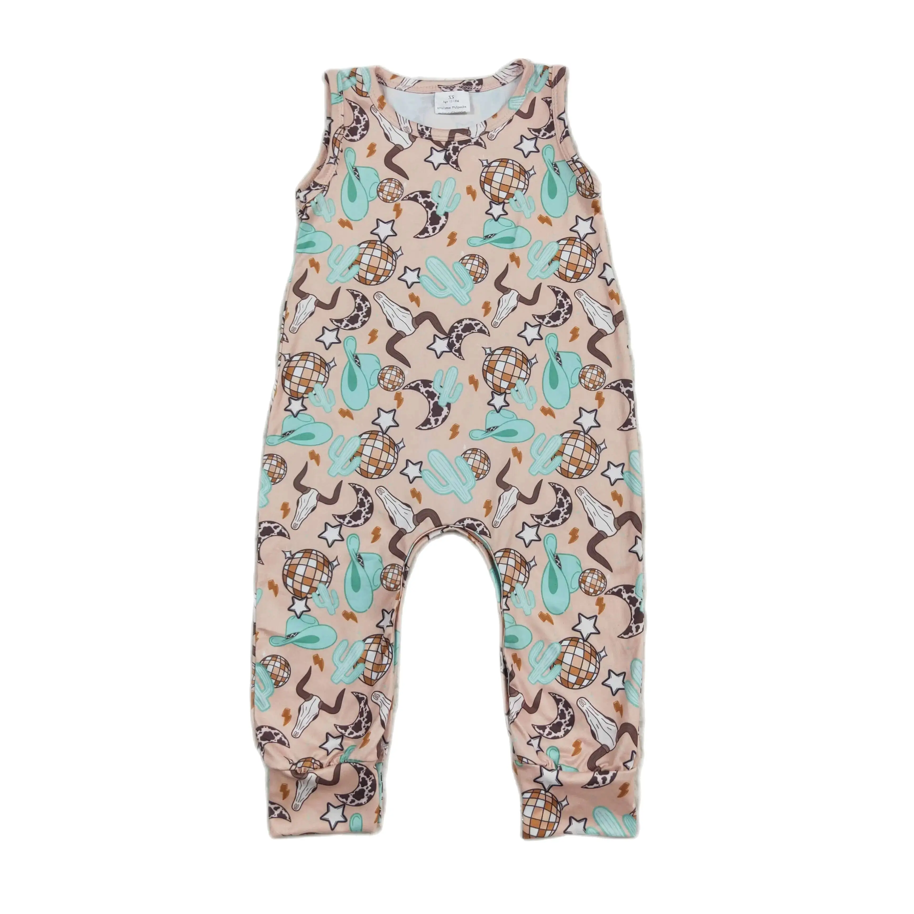 

Wholesale Kids Newborn Western One-piece Coverall Bodysuit Baby Boy Toddler Cows Cactus Button Blue Romper Jumpsuit Clothing