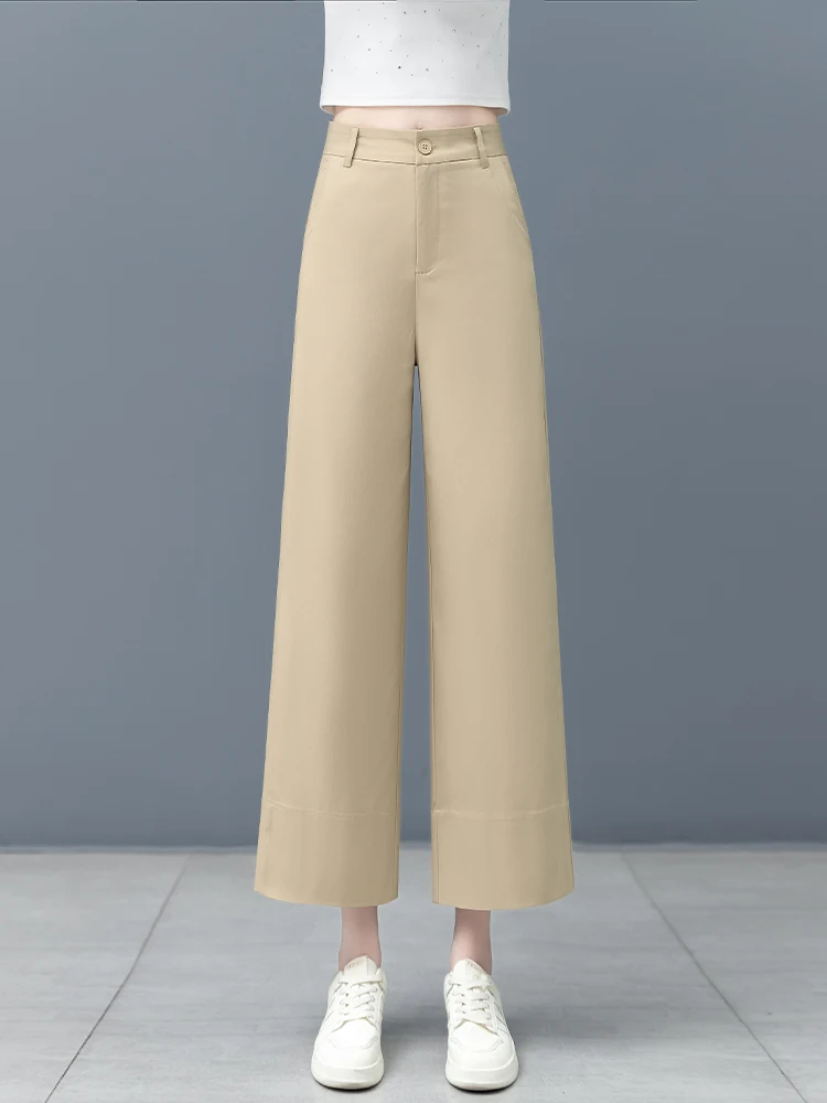 

High Waist Straight Leg Suit Pants Women's Summer Thin New Small Size Casual Eighteen Narrow Version Wide Leg Pants
