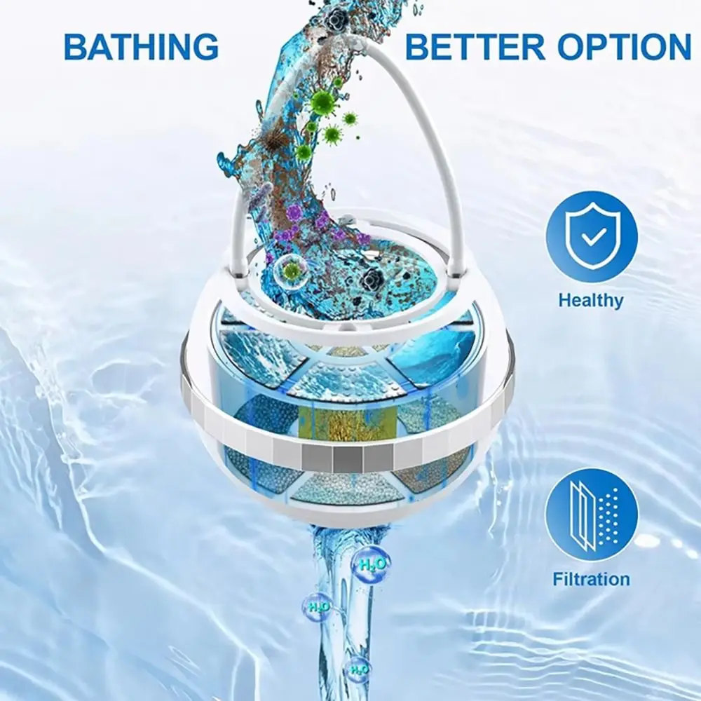 PP Material Portable Plastic Bathtub Water Filter Water Softener 10 Stage Filtration Hanging Tub Faucet Filter Chlorine Removal