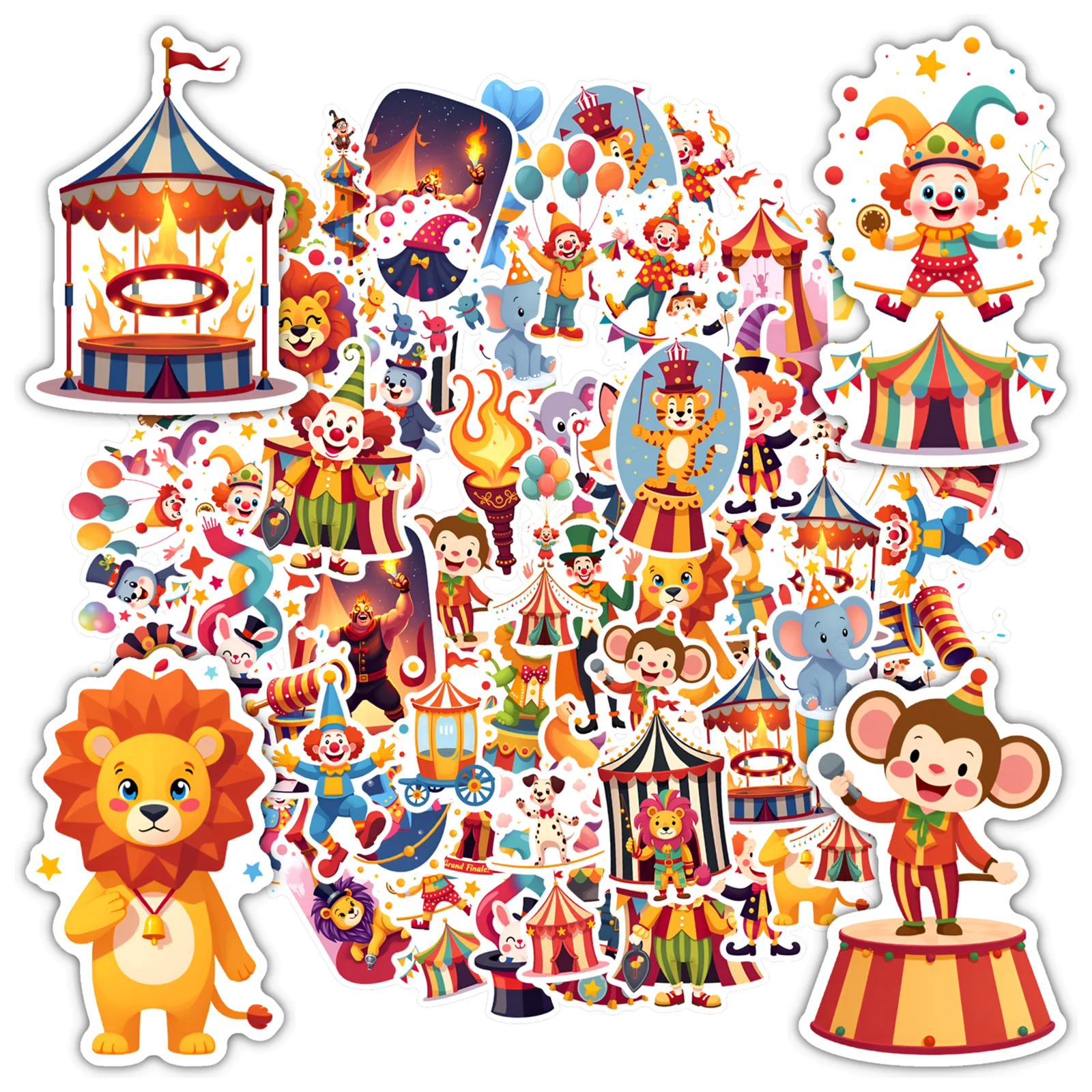 

35pcs-50pcs Colorful Balloons Stickers Playful Lions Stickers Stickers For DIY Phone Laptop Scrapbook Bike