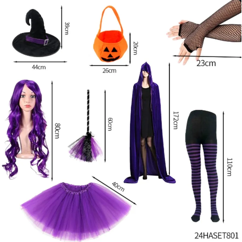 ชุดแม่มดฮาโลวีน PESENAR พร้อมหมวกแม่มดและเครื่องประดับหลากหลายให้คุณเลือกสำหรับงานปาร์ตี้คอสเพลย์