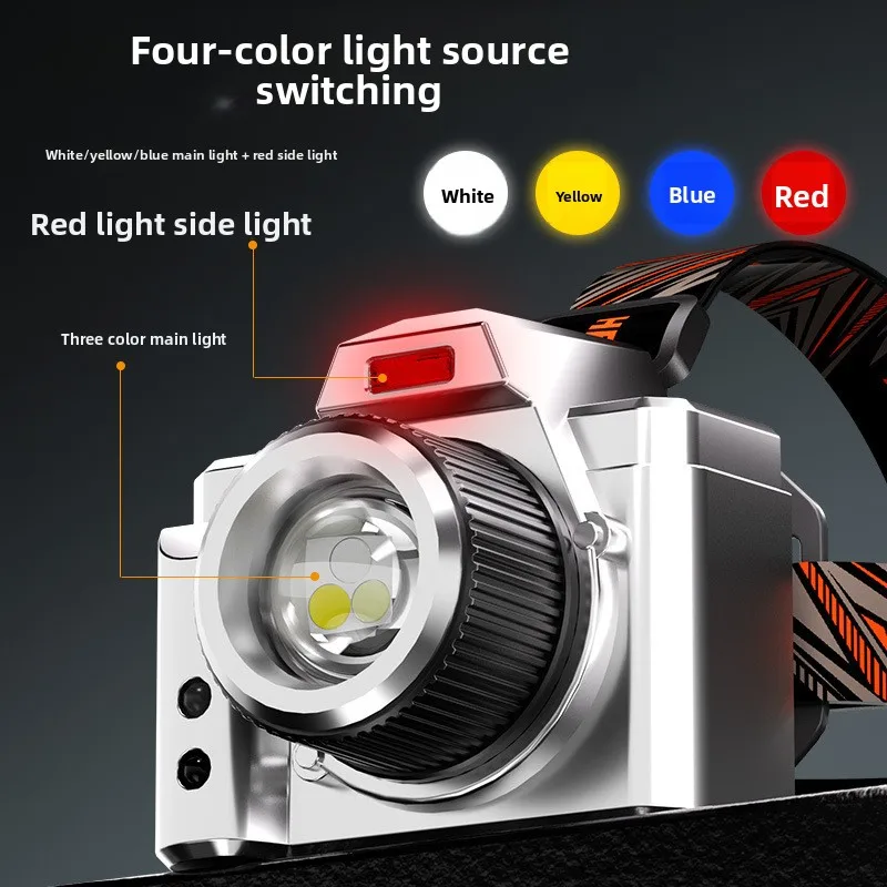 Ultra Rechargeable LED Dual Light Induction Headlamp Super Bright Long Distance Outdoor Night Fishing Headlight Flashlight