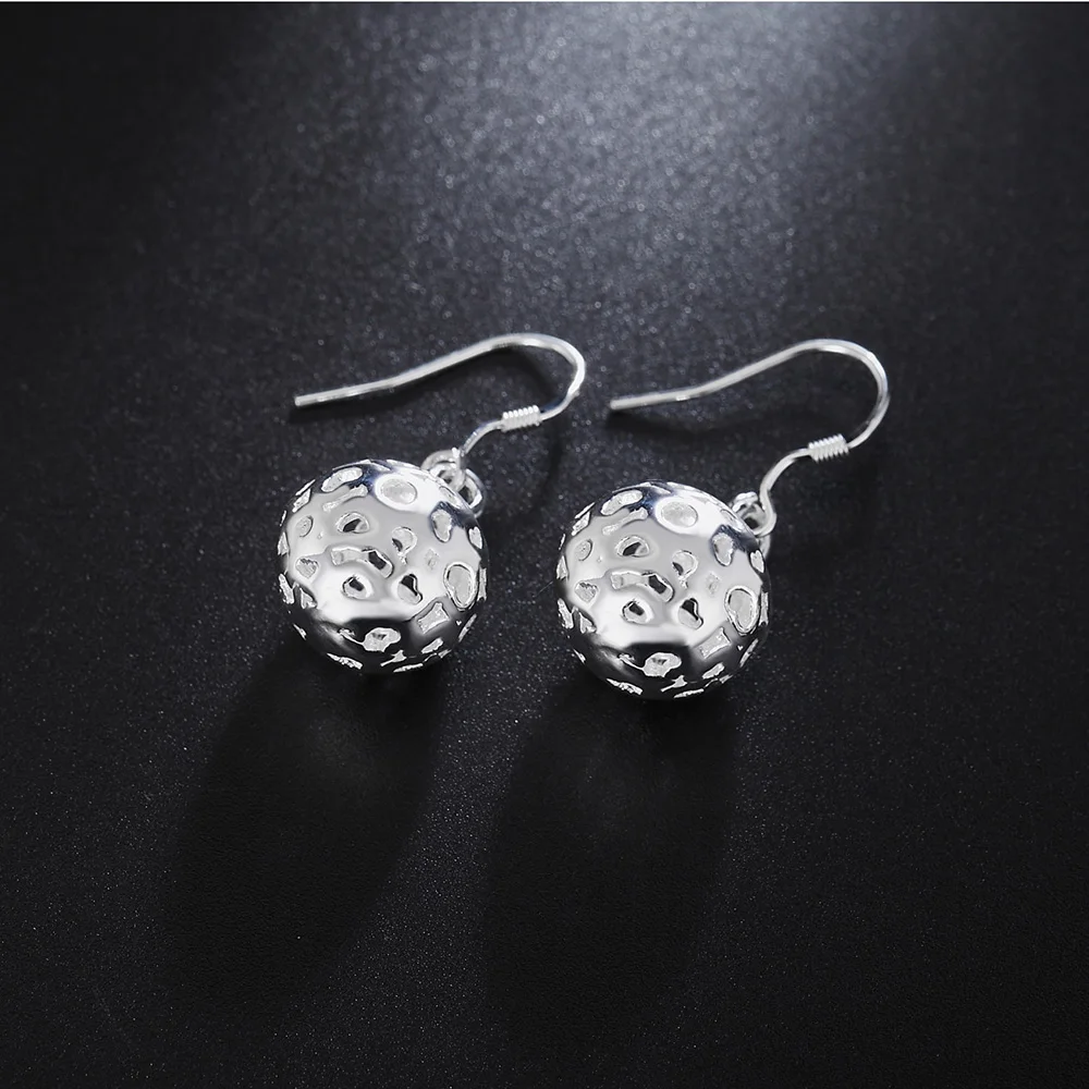 925 Sterling Silver Earrings Temperament Women Ball Earrings Christmas Gifts Street All-Match Jewelry