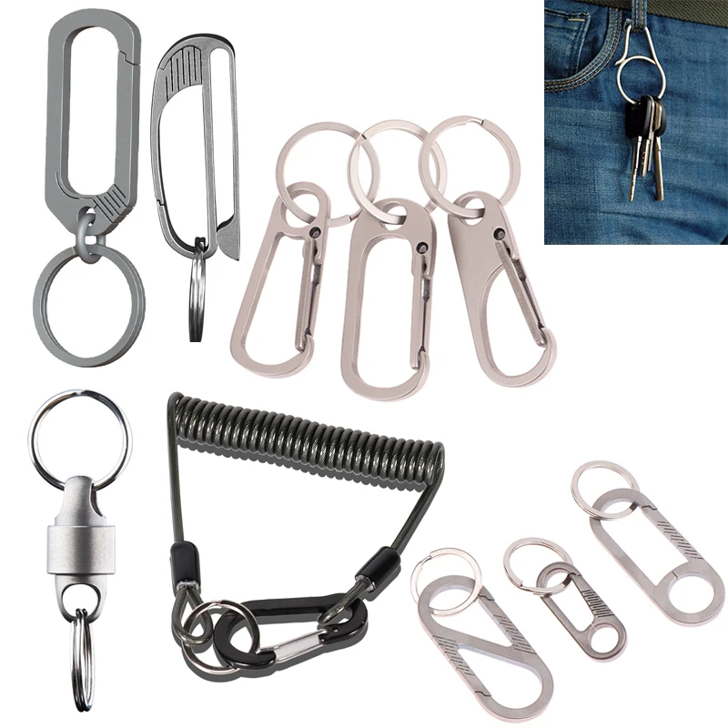 1Pc Stainless Steel/Titanium Camping Equipment Accessories Hiking Accessories Car Accessories Outdoor Multifunctional Keychain