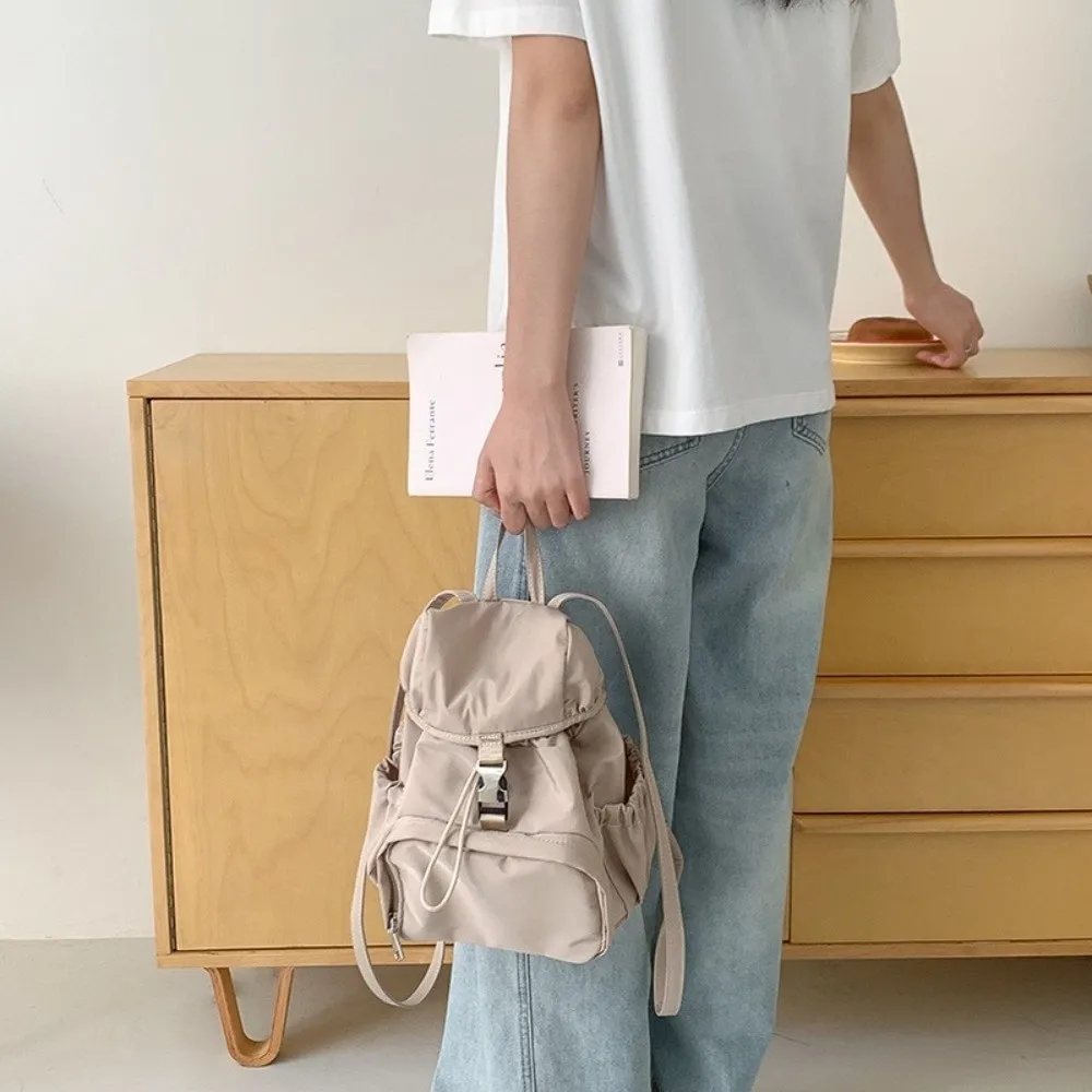 Fashion Nylon Travel Backpack Lightweight Waterproof Student Schoolbag Solid Color Small College Daypack
