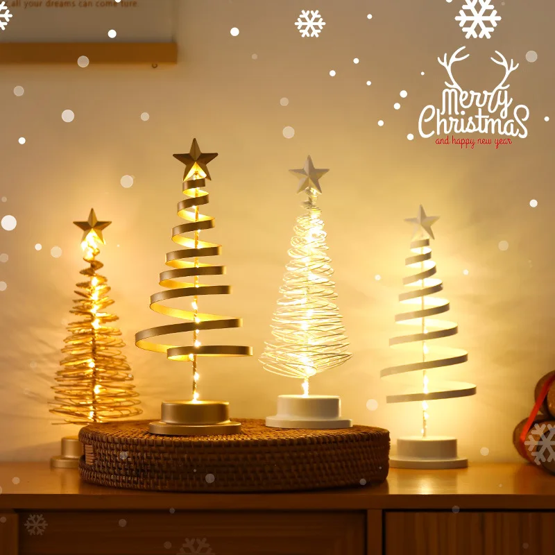 

2025 New Christmas Lamp Decorative Table Lamp Wrought Iron INS Christmas Tree Desktop Ornament Gift Atmosphere Scene Gift Lamp