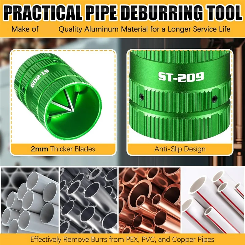 

Развертка для металлических труб AT43-1/4" до 1-5/8" для медных/ПВХ труб, глубиномер от 1/4 до 1 дюйма, набор сантехнических инструментов для снятия заусенцев
