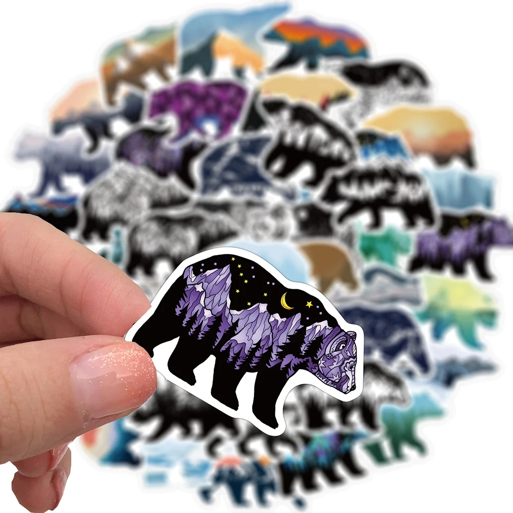 10/30/50pcs Cartoon Mountain Bear Stickers Cool Aesthetic Vinyl Decoration Sticker Decals for Stationery Scrapbooking Notebook