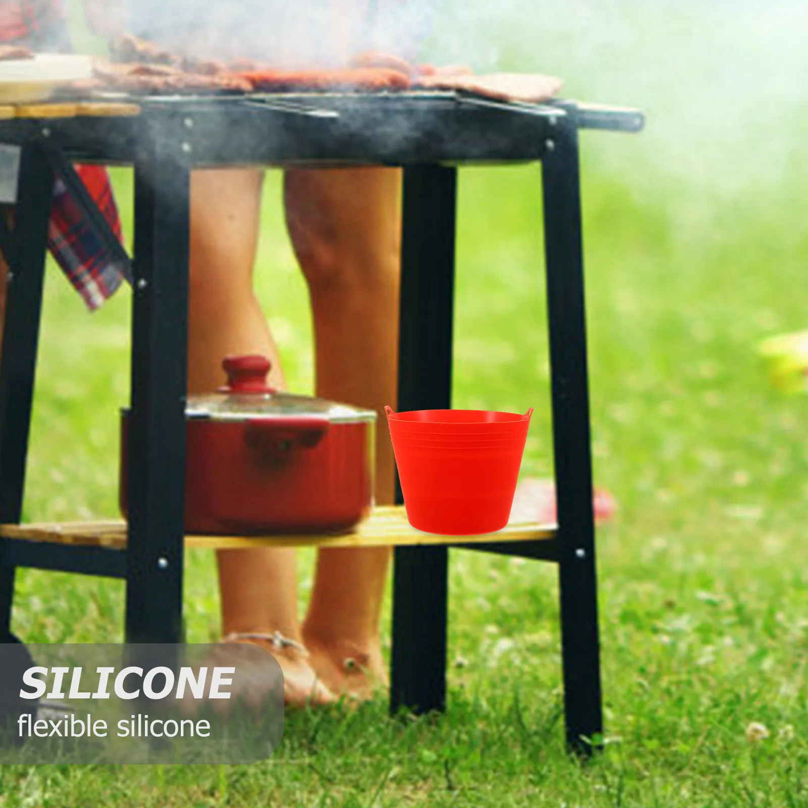 

Silicone Liner For Barbecue Bucket Heat-Resistant Foldable Drip Tray Reusable Grill Accessory Compatible With Traeger Pro Grease