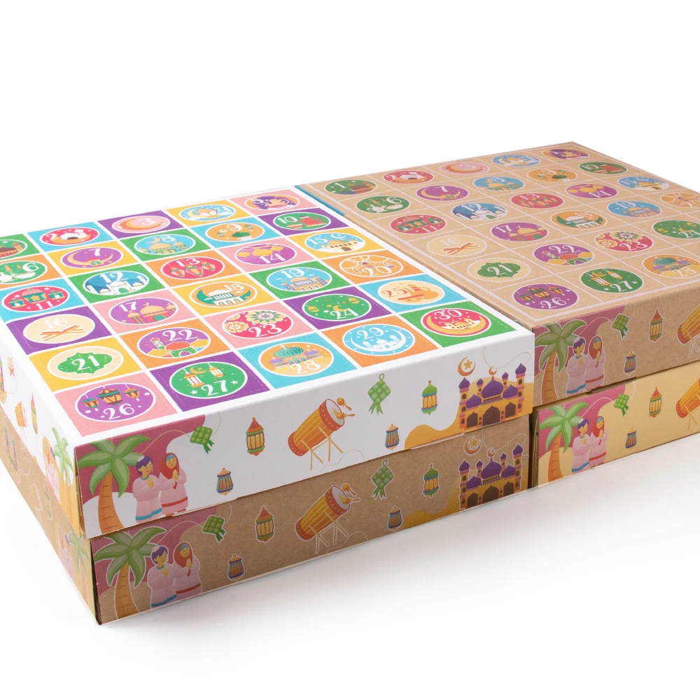 4 stuks Ramadan Adventskalender met 30 Countdown Laden Voorgemonteerde Dozen Feestelijke Ramadan Mubarak Box Ramadan Eid cadeau voor kinderen