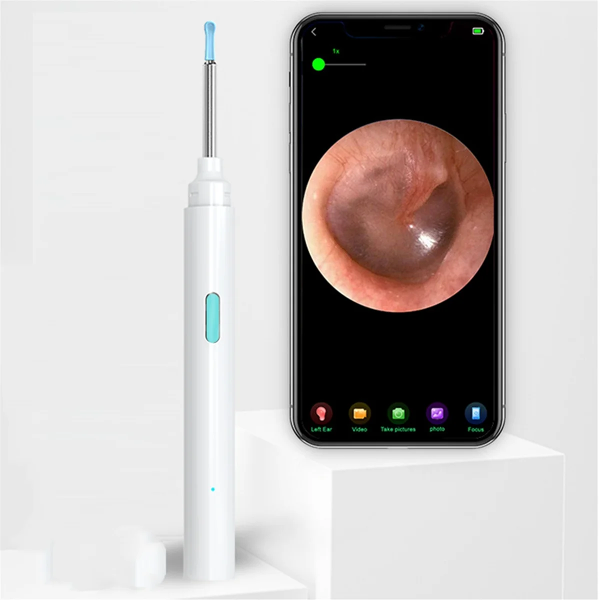 Digital Otoscope, In-Ear Camera, Earwax Removal Tool, Visual Ear Scoop, Wifi Endoscope Visual Ear Scoop,White