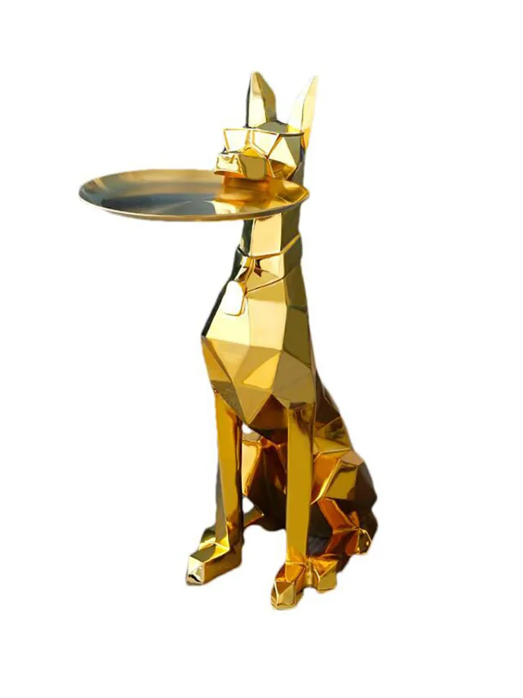 Home Decor Gentleman Dog geometria statua powitanie ozdoby taca figurka ganek pokój artystyczny dekoracja żywica zwierzęta rzeźby