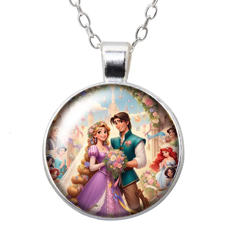Enrolados Tangel Long hair Princess Rapunzel Round Photo Glass cabochon silver plated/Bronze/Crystal pendant necklace jewelry
