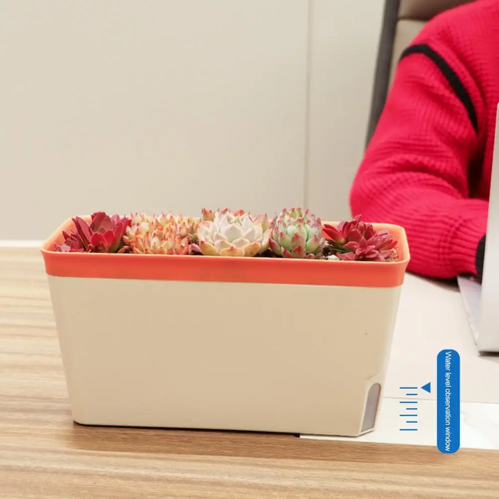 Water Level Visible Window Planter Modern Double Layer Self Watering Plant Pot Stylish Indoor Windowsill Planter Box for Flowers