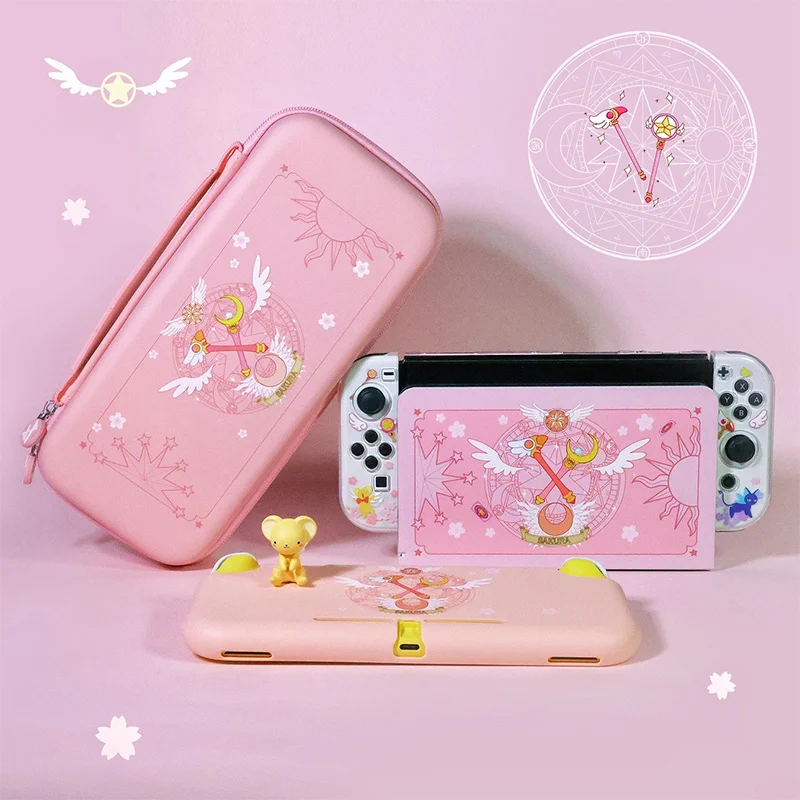 

Anime Card Captor Sakura Pink Protection Funda Switch OLED Case Joycon Housing Protective Case For Housse Switch Accessories